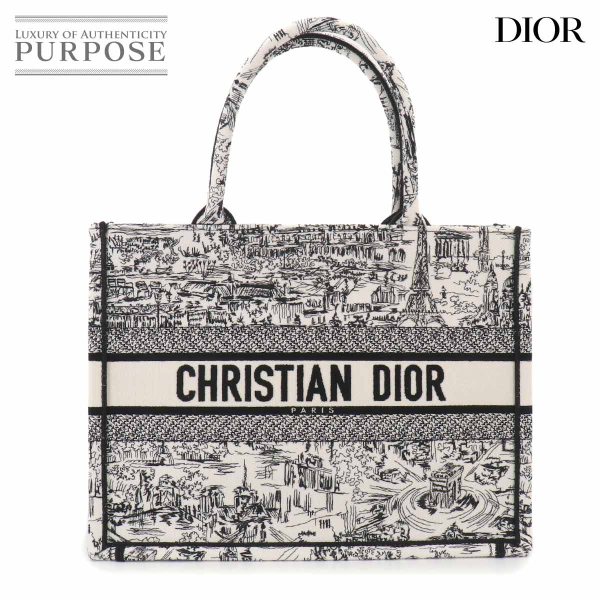 Christian Dior トロッター トート バッグ キャンバス レザー ネイビー