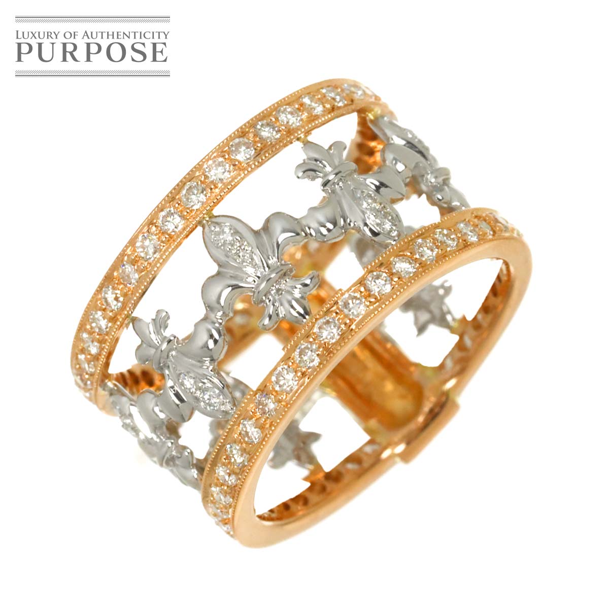 リング 14号 ダイヤ 0.88ct K18 WG PG ホワイト ピンクゴールド 750 指輪 Diamond Ring 90317124
