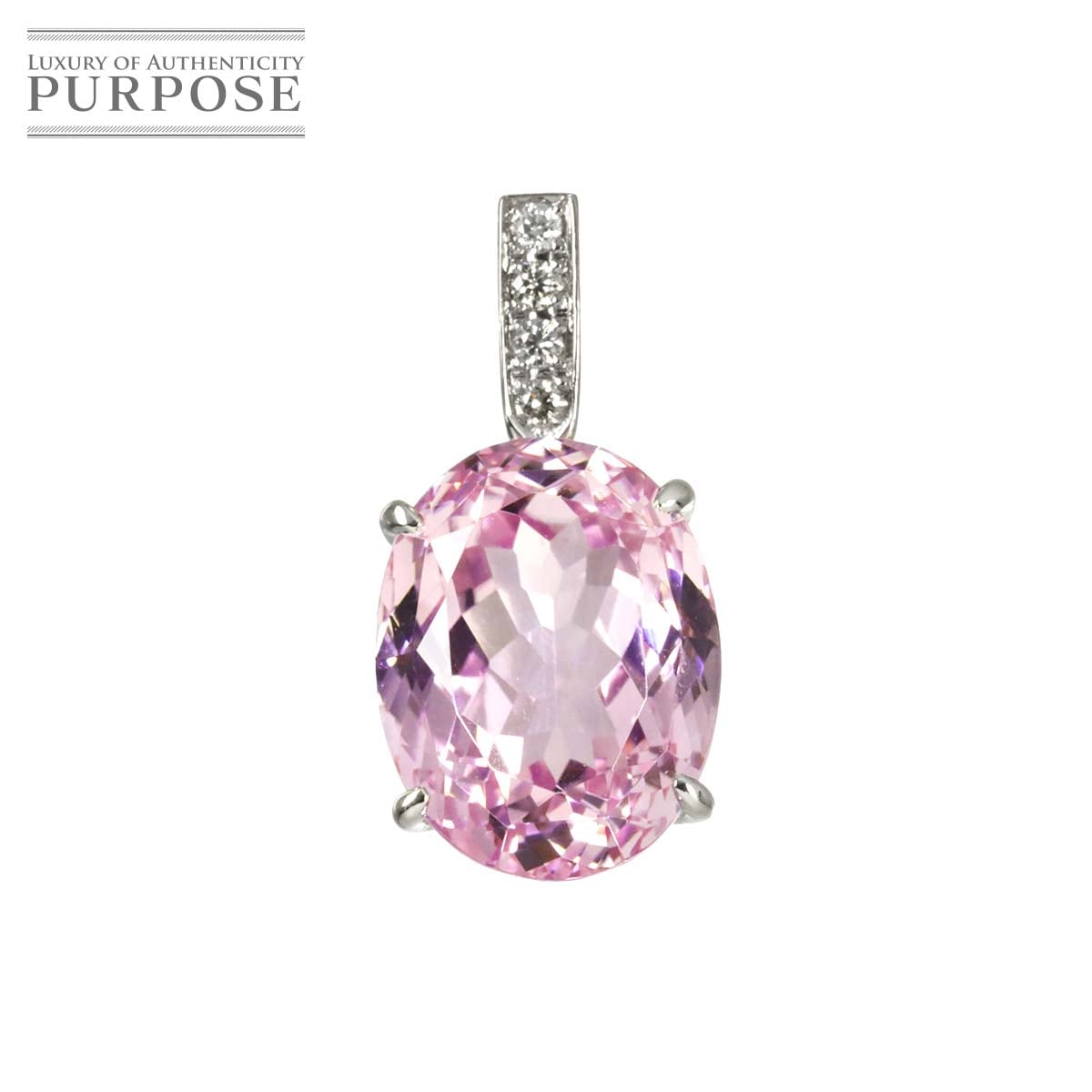 クンツァイト 8.00ct ダイヤ 0.05ct Pt プラチナ ペンダント トップ 【ソーティング付き】 Kunzite Pendant 90320424