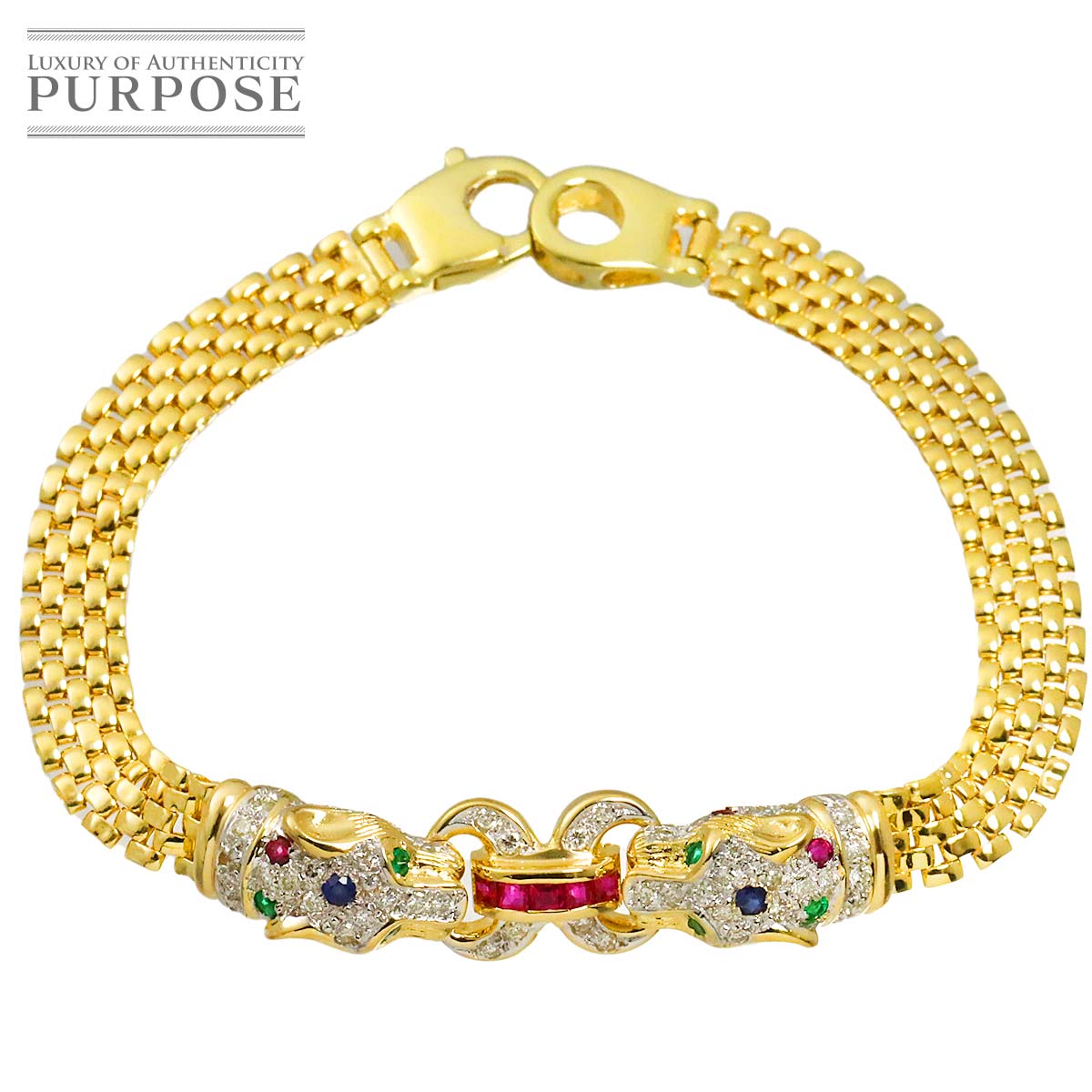 ダイヤ 0.62ct マルチストーン K18 YG ブレスレット 18cm イエローゴールド 750 Diamond Bracelet 90321193