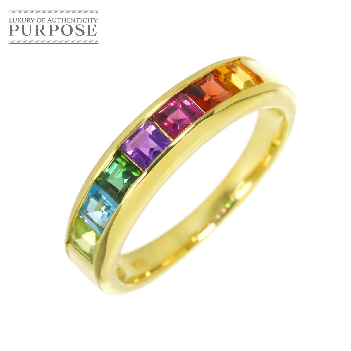 リング 15号 マルチストーン K18 YG イエローゴールド 750 指輪 Multi Stone Ring 90325130