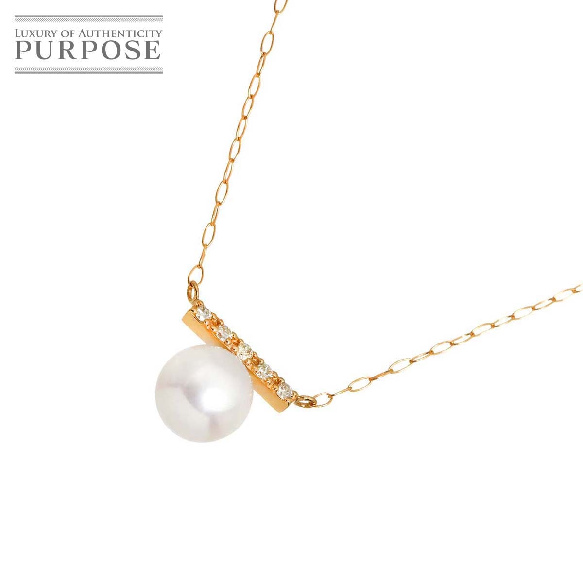 アコヤ真珠 6.2mm ダイヤ 0.03ct ネックレス 40.5cm K18 PG ピンクゴールド 750 パール Pearl Necklace 90329928