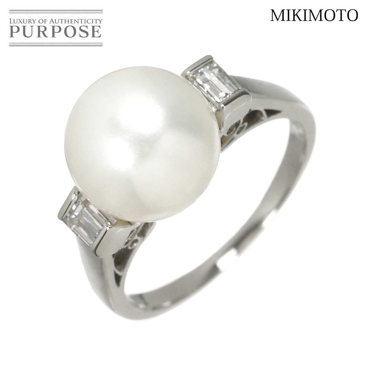 MIKIMOTO 16号 リング 白蝶真珠 11.0mm ダイヤ 0.36ct Pt プラチナ パール 指輪 South Sea pearl Ring ミキモト 90317354