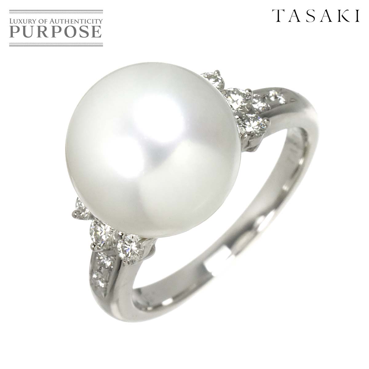 TASAKI 10号 リング 白蝶真珠 11.6mm ダイヤ 0.23ct K18 WG ホワイトゴールド 750 パール 指輪 田崎真珠 South Sea Pearl Ring タサキ 90317568