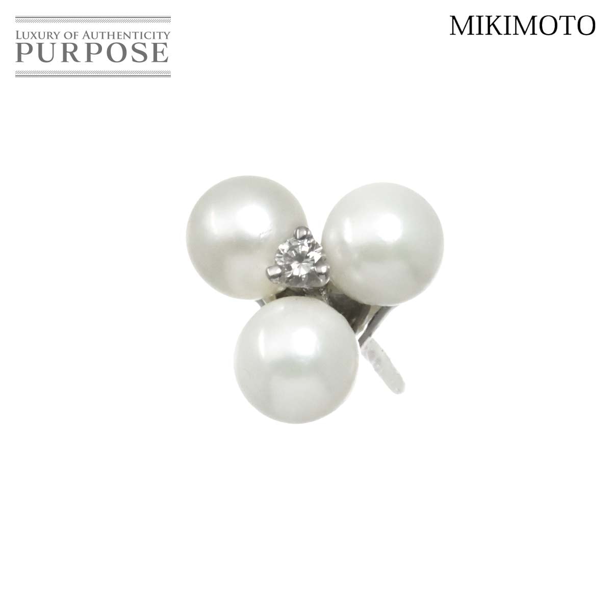 MIKIMOTO アコヤ真珠 4.3mm ダイヤ ピアス K18 WG ホワイトゴールド 750 パール パール 片方のみ 片耳 ミキモト 90318441