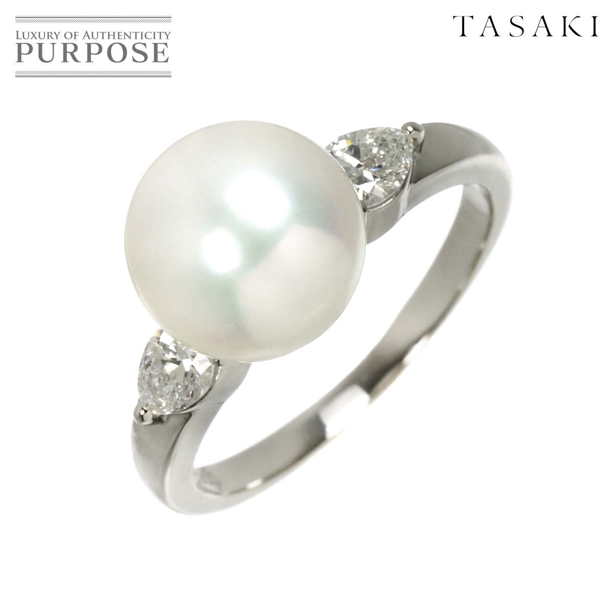 TASAKI 11号 リング アコヤ真珠 9.2mm ダイヤ 0.30ct Pt プラチナ パール 指輪 田崎真珠 Akoya Pearl Ring タサキ 90319369