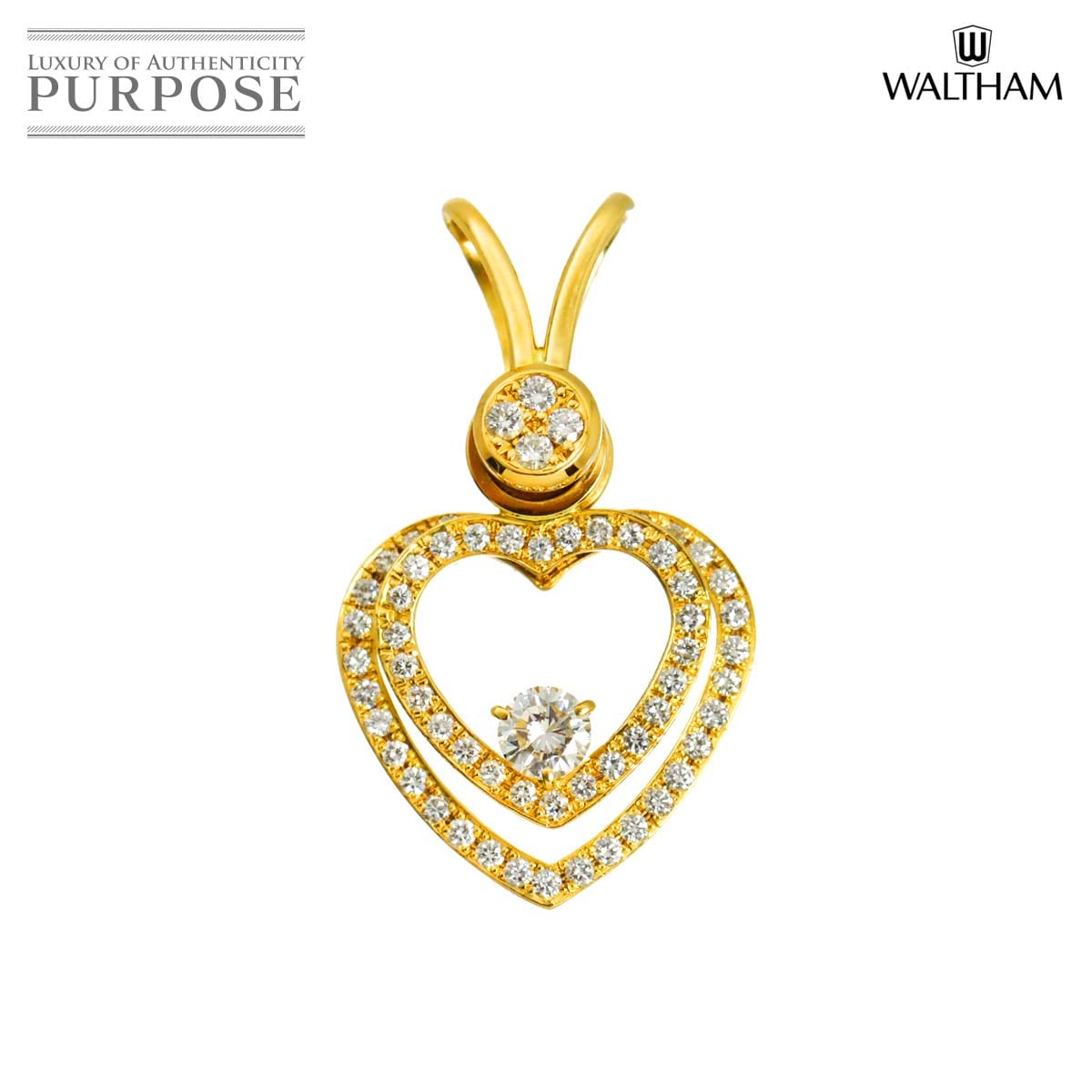 WALTHAM ダイヤ ペンダント トップ K18 YG イエローゴールド 750 スウィング Diamond Pendant Top ウォルサム 90319841