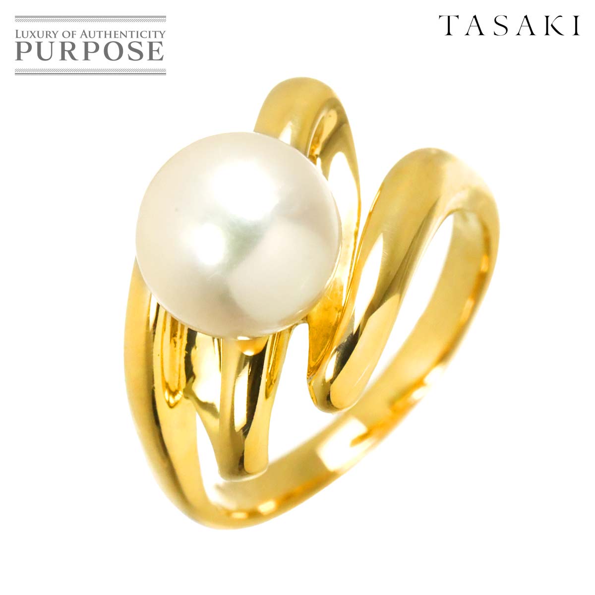 TASAKI 9号 リング アコヤ真珠 8.2mm K18 YG イエローゴールド 750 パール 指輪 Akoya pearl Ring タサキ 90320906