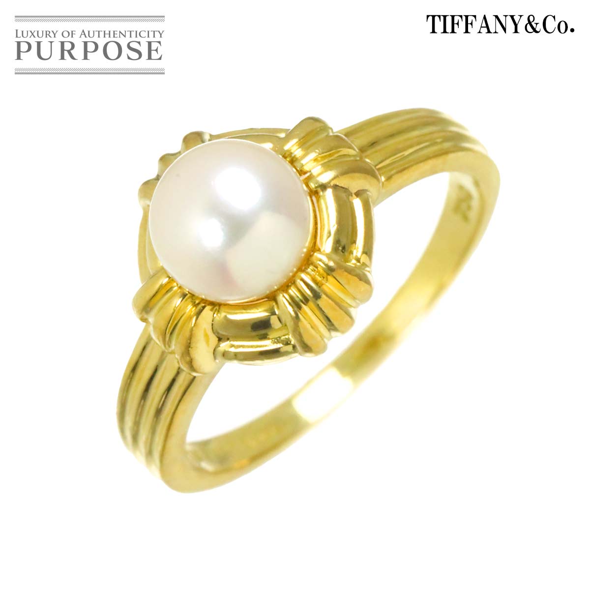 TIFFANY&Co. アコヤ真珠 6.2mm 9.5号 リング K18 YG イエローゴールド 750 指輪 ティファニー Ring 90321299