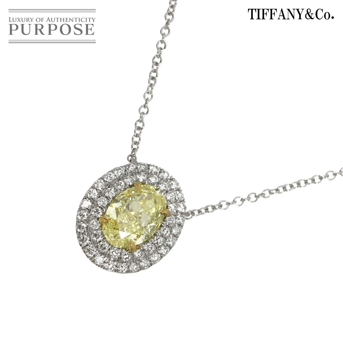 TIFFANY&Co. ソレスト イエローダイヤ 1.05ct FY/IF ダイヤ ネックレス 40cm Pt K18 YG 750 Diamond Necklace【鑑定書付き】ティファニー 90322709