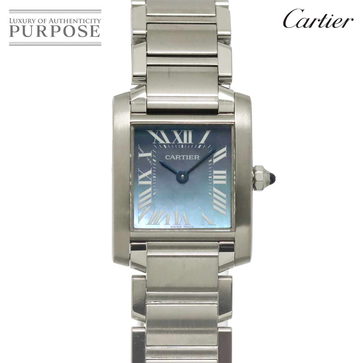 Cartier タンクフランセーズSM W51034Q3 レディース 腕時計 ブルーシェル クォーツ ウォッチ カルティエ 90319169