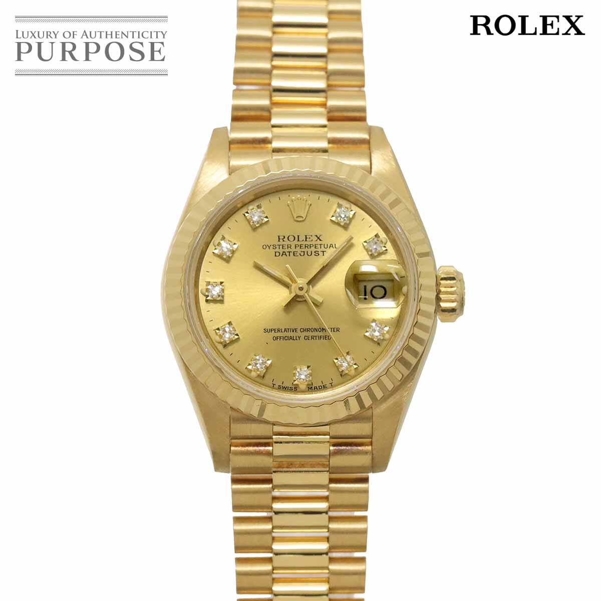 ロレックス ROLEX デイトジャスト 69178G R番 レディース 腕時計 10P ダイヤ シャンパンゴールド 金無垢 K18YG イエローゴールド オートマ 自動巻き Datejust ロレックス 90319579