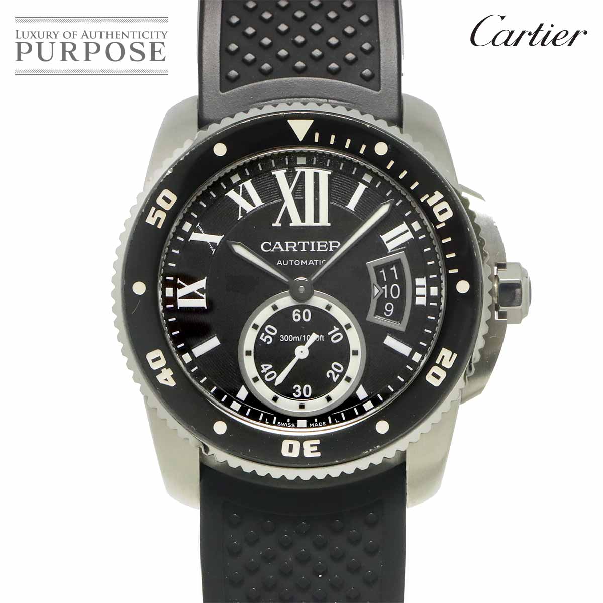 Cartier カリブル ドゥ カルティエ ダイバー W7100056 メンズ 腕時計 デイト ブラック オートマ 自動巻き ウォッチ Calibre de Cartier カルティエ 90329152
