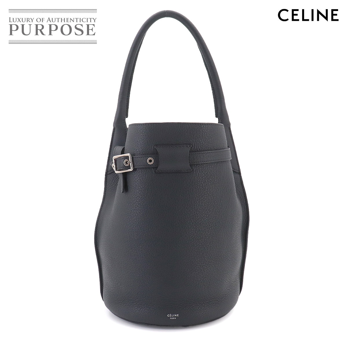 CELINE ビッグバッグ ナノ バケット ハンド バッグ レザー グレー シルバー 金具 Big Bag Nano Bucket セリーヌ 90324617