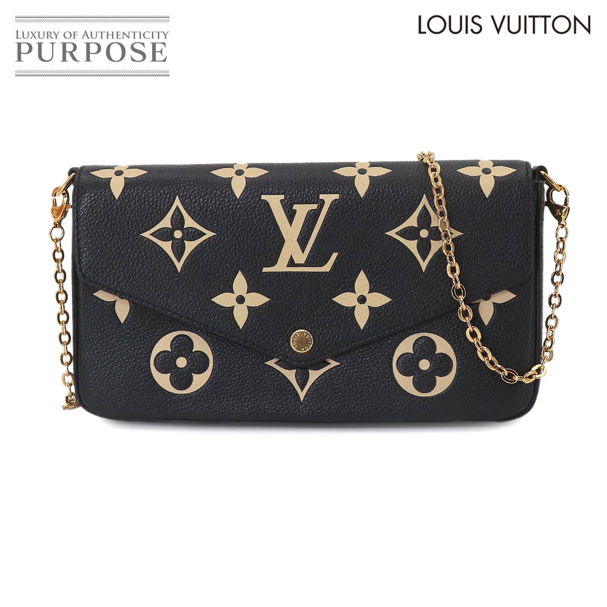 LOUIS VUITTON モノグラム アンプラント ポシェット フェリシー チェーン ウォレット レザー ブラック ベージュ M80482 RFID Felicie Pochette Wallet ルイ ヴィトン 90324947