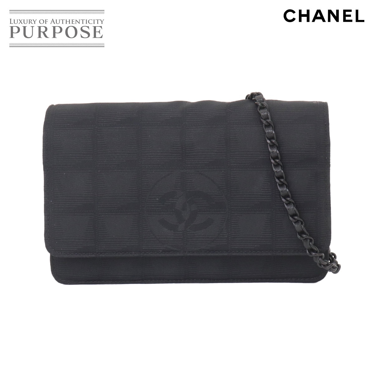CHANEL ニュートラベルライン チェーン ウォレット 長財布 ナイロンジャガード レザー ブラック A15772 New Travel Line Chain Wallet シャネル 90325002