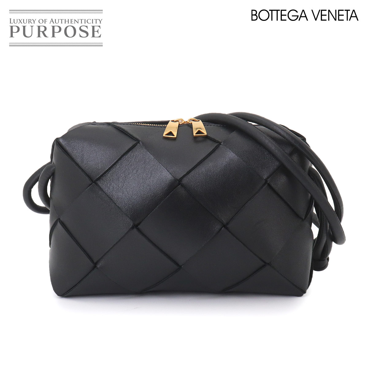 BOTTEGA VENETA イントレチャート スモール カセット カメラ ショルダー バッグ レザー ブラック 709417 Small Cassette Camera Bag ボッテガ ヴェネタ 90326303