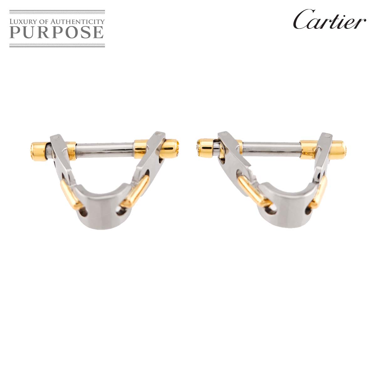 Cartier カフス Steel 18K YG スティール イエローゴールド 750 Cufflinks カルティエ 90324457
