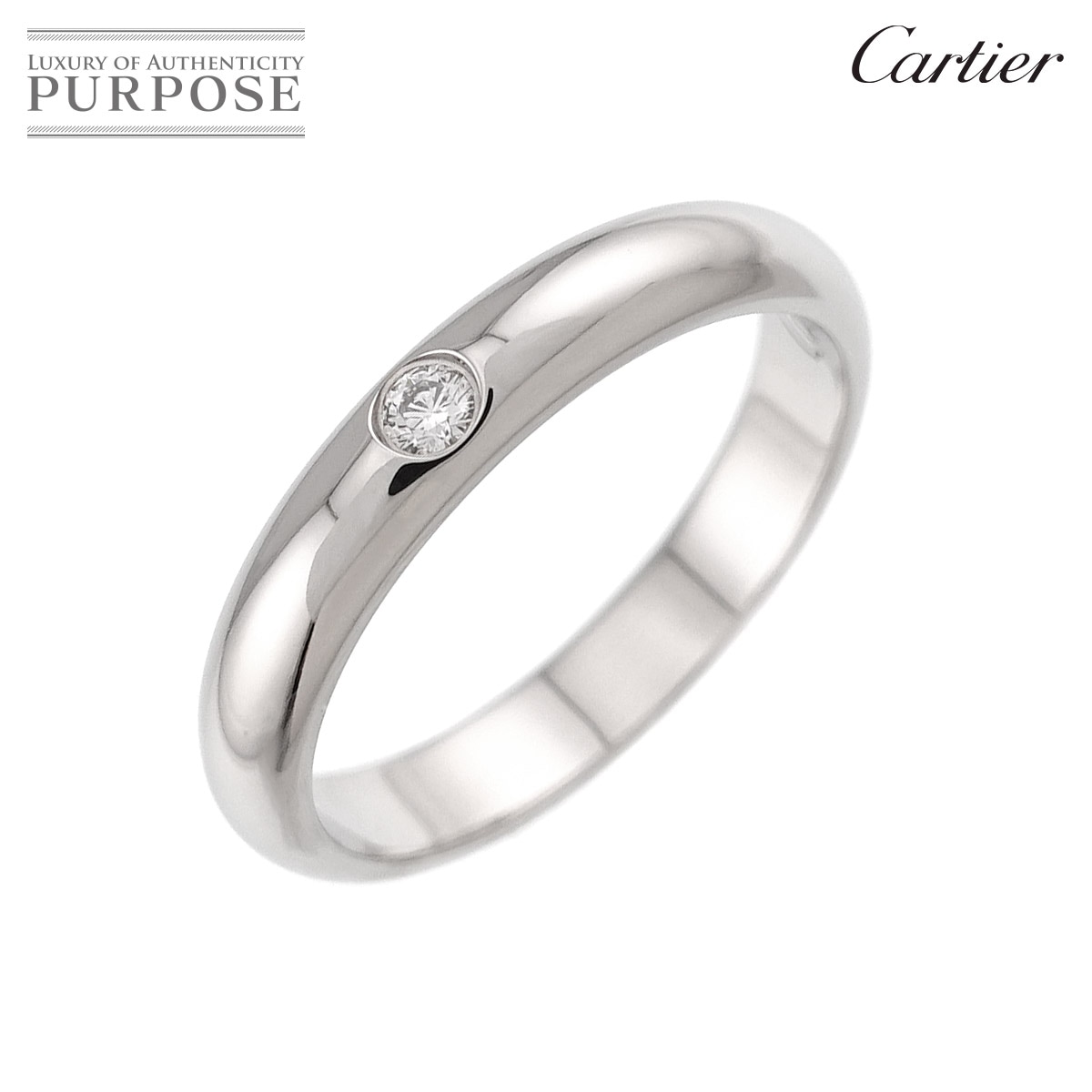 Cartier 1895 クラシック #56 リング ダイヤ 1P Pt 幅3.5mm プラチナ 指輪 Classic Ring カルティエ 90326456