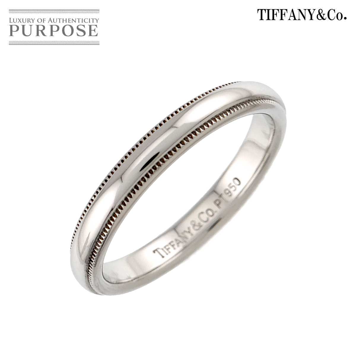 TIFFANY&Co. ミルグレイン 16.5号 リング 幅3mm Pt プラチナ 指輪 トゥギャザー Milgrain Ring ティファニー 90326493