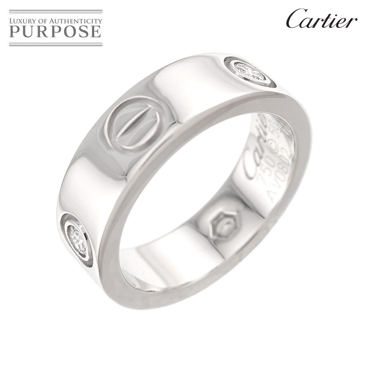 Cartier ラブ #50 リング ハーフ ダイヤ K18 WG ホワイトゴールド 750 指輪 Love Ring 【証明書付き】カルティエ 90326525