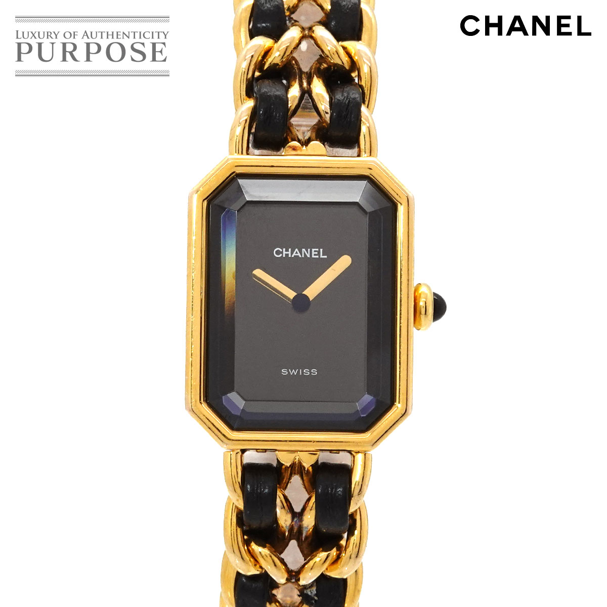 CHANEL プルミエール Mサイズ H0001 ヴィンテージ レディース 腕時計 ブラック ゴールド クォーツ ウォッチ Premiere シャネル 90325422