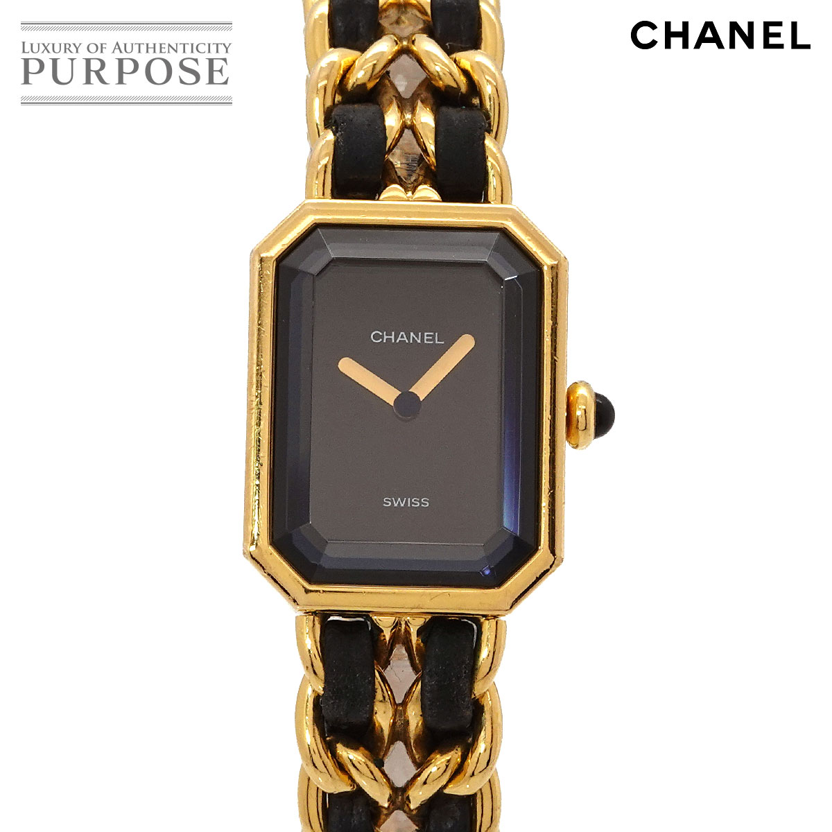 CHANEL プルミエール Mサイズ H0001 ヴィンテージ レディース 腕時計 ブラック ゴールド クォーツ ウォッチ Premiere シャネル 90326382