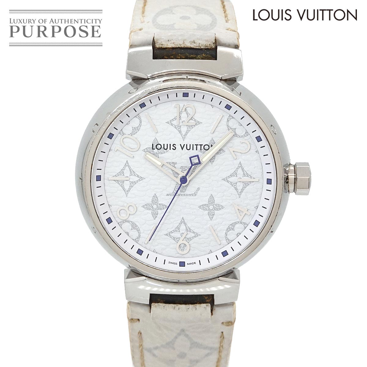 LOUIS VUITTON タンブールGM モノグラムホワイト QA114 メンズ 腕時計 ホワイト クォーツ ウォッチ ルイ ヴィトン 90328072