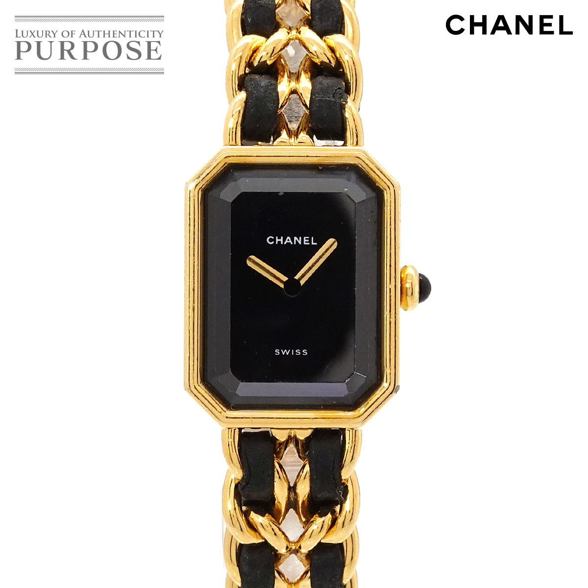 CHANEL プルミエール Lサイズ H0001 ヴィンテージ レディース 腕時計 ブラック ゴールド クォーツ ウォッチ Premiere シャネル 90328647