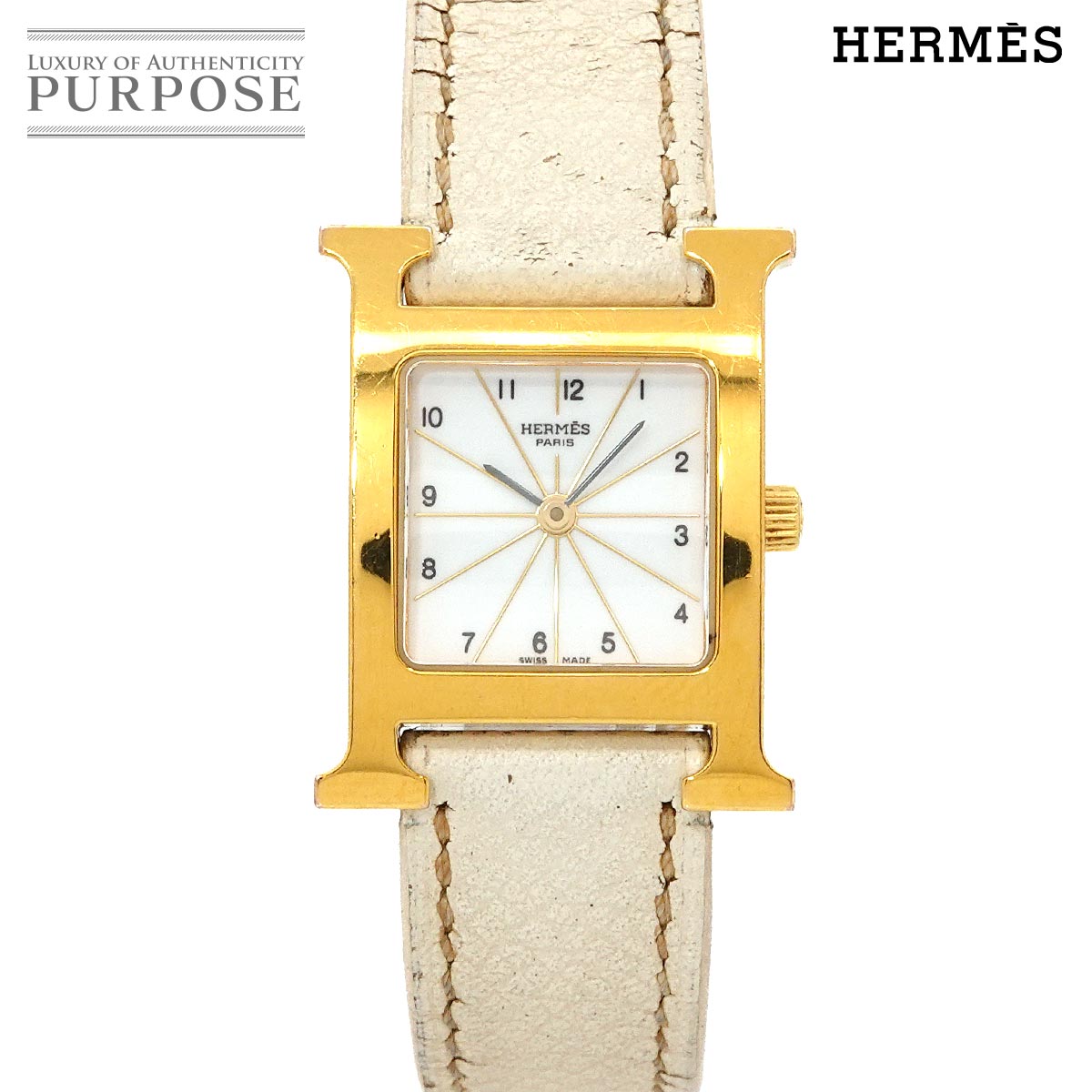 HERMES Hウォッチ HH1 201 レディース 腕時計 ホワイト クォーツ ウォッチ H Watch エルメス 90329345