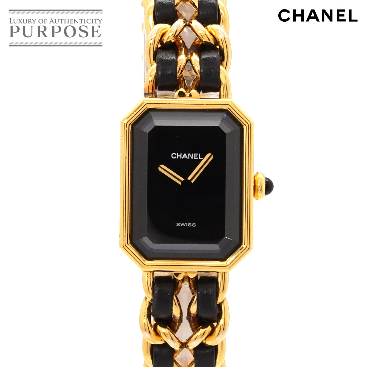 CHANEL プルミエール Lサイズ H0001 ヴィンテージ レディース 腕時計 ブラック ゴールド クォーツ ウォッチ Premiere シャネル 90329347