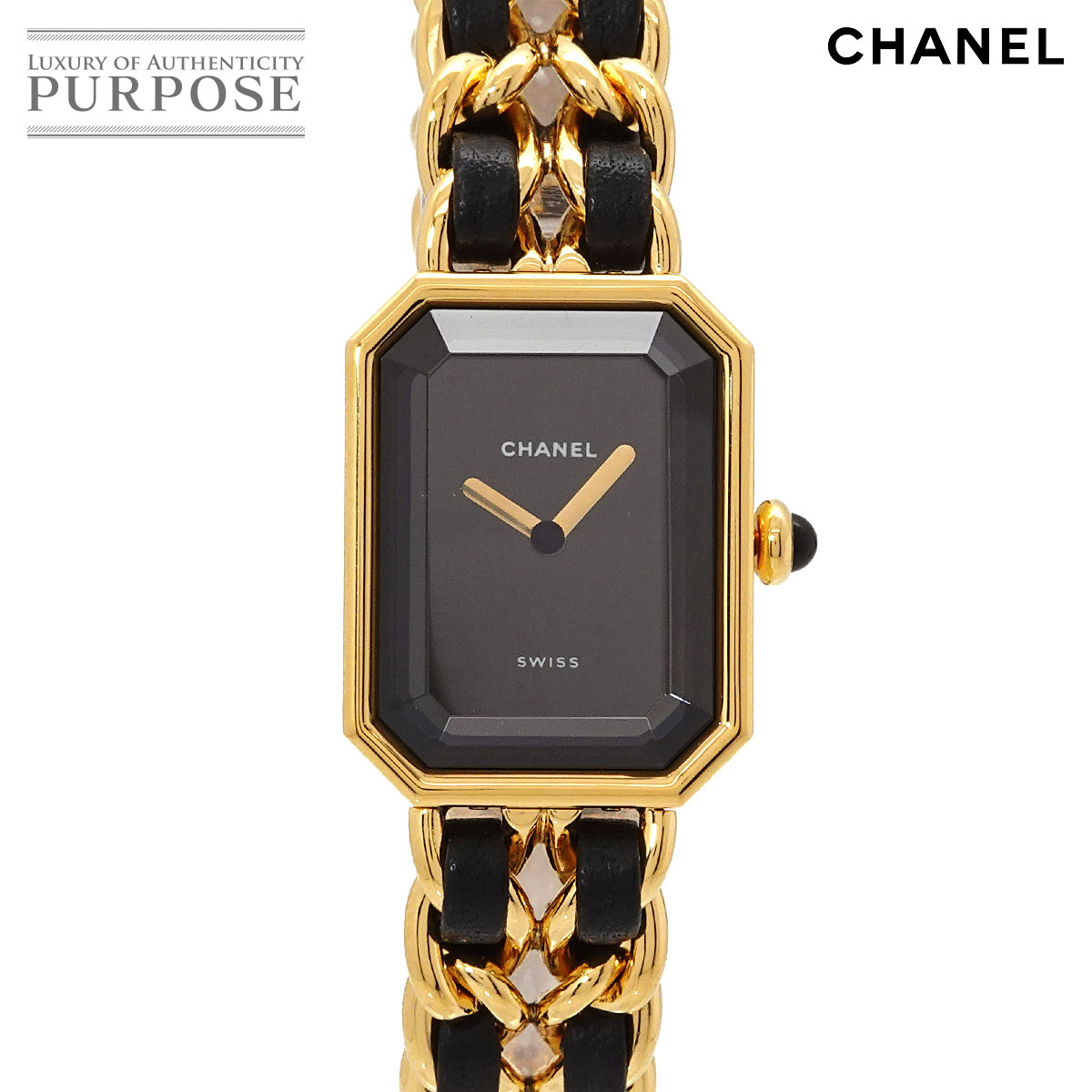 CHANEL プルミエール Lサイズ H0001 ヴィンテージ レディース 腕時計 ブラック ゴールド クォーツ ウォッチ Premiere シャネル 90329938