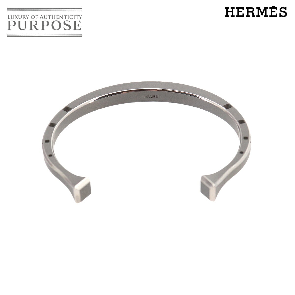 HERMES フェール ア シュバル バングル ブレスレット チタン グレー シルバー T5 アクセサリー Fer a Cheval Bangle エルメス 90324015