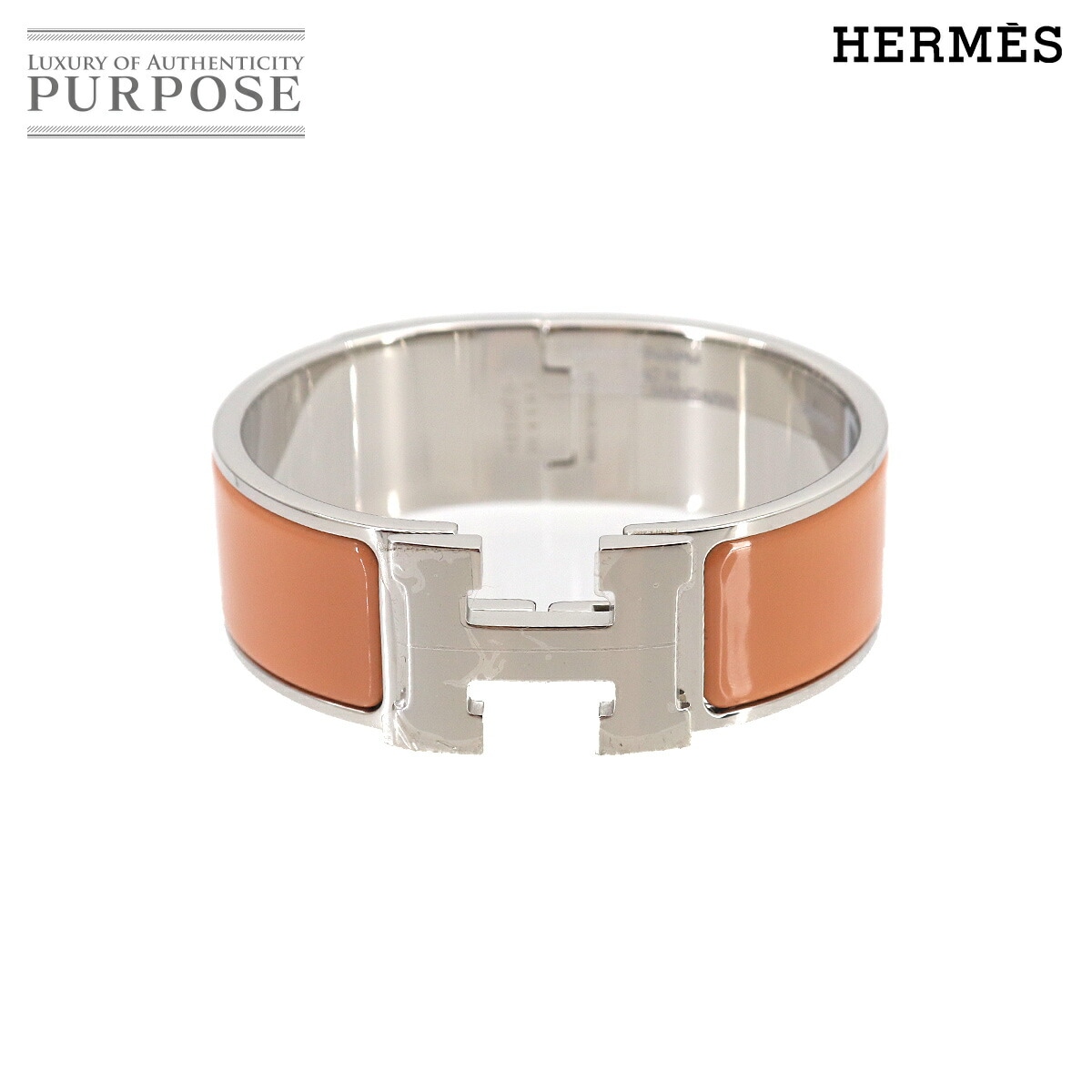 HERMES クリッククラックH GM バングル オレンジマンダリン シルバー アクセサリー Clic Clac H GM エルメス 90325475