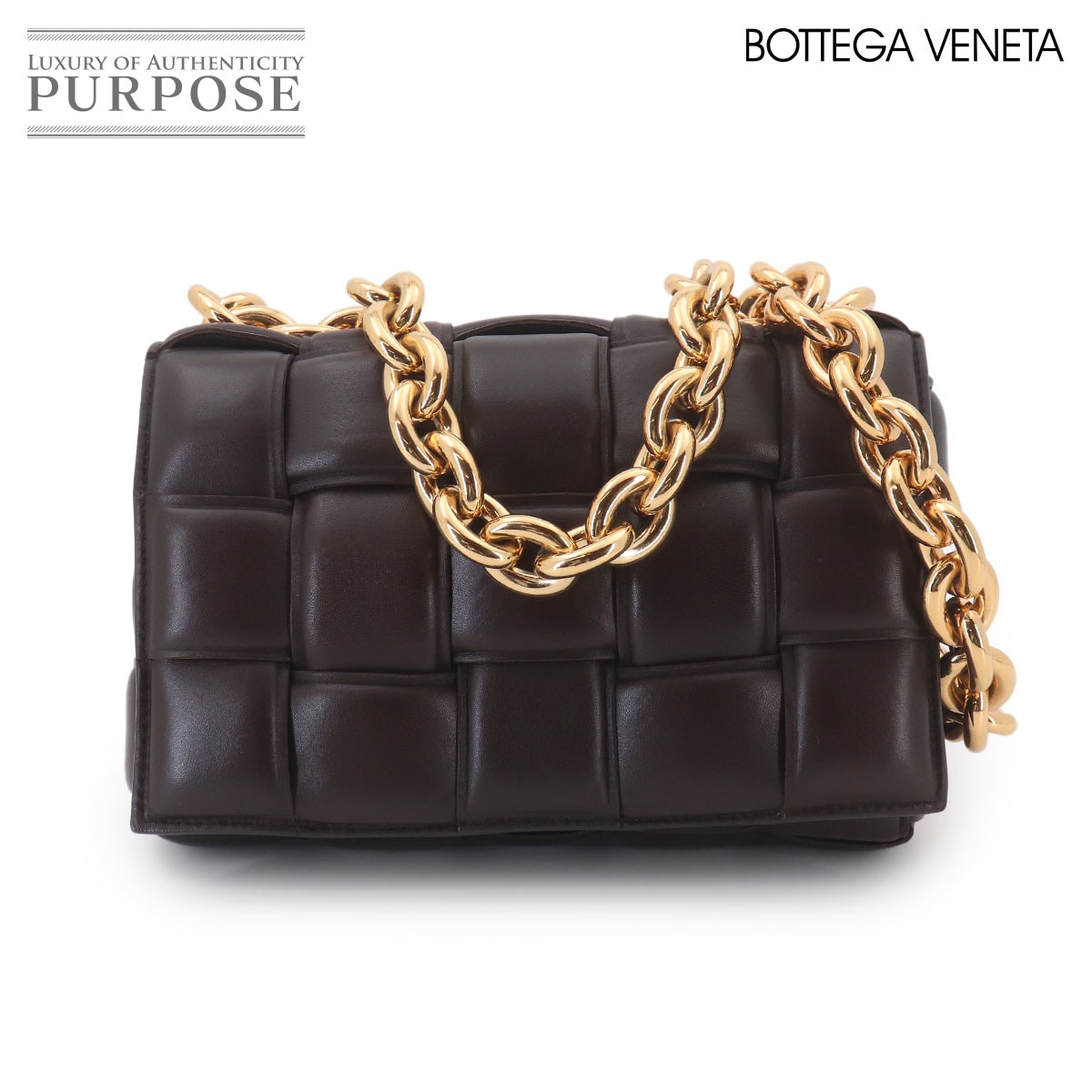 BOTTEGA VENETA イントレチャート チェーン カセット 2way ハンド ショルダー バッグ レザー ブラウン 631421 Chain Cassette ボッテガ ヴェネタ 90325516