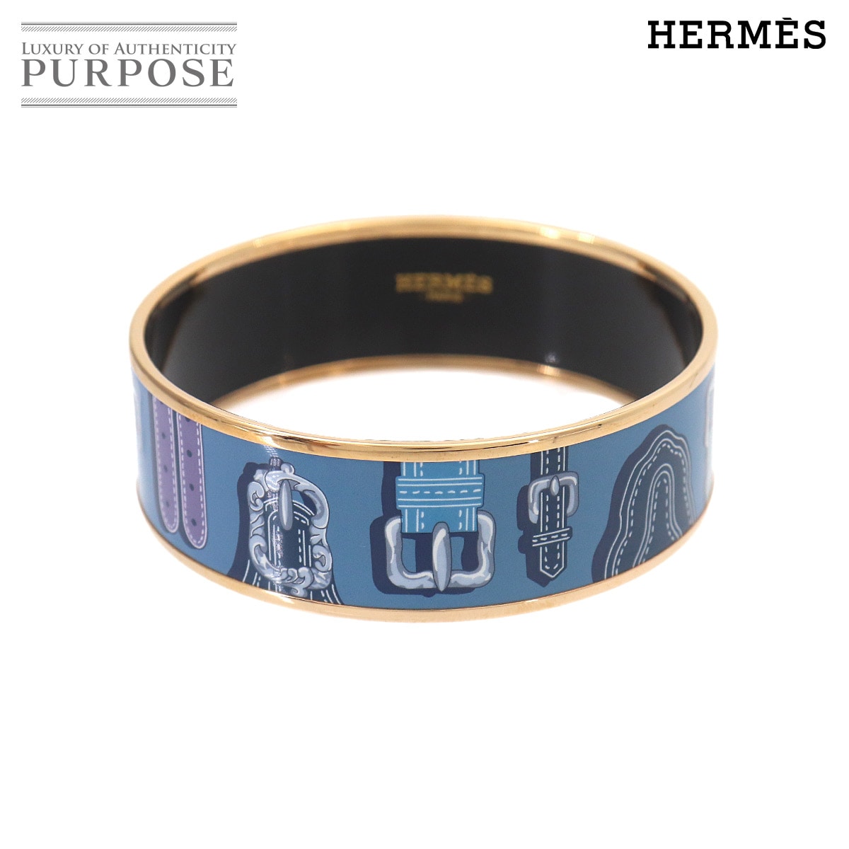 HERMES エマイユ GM バングル ブレスレット ブルー マルチカラー ゴールド アクセサリー Email GM エルメス 90326989
