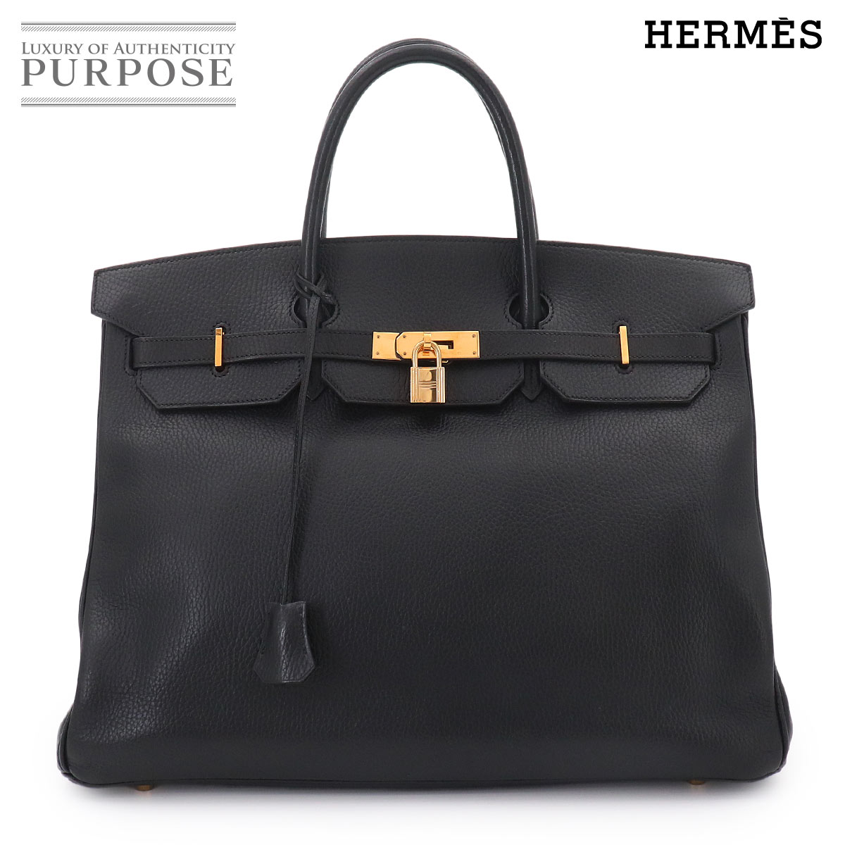 HERMES バーキン40 アルデンヌ ブラック ハンド バッグ □C刻印 1999年製 ヴィンテージ ゴールド 金具 Birkin エルメス 90327168