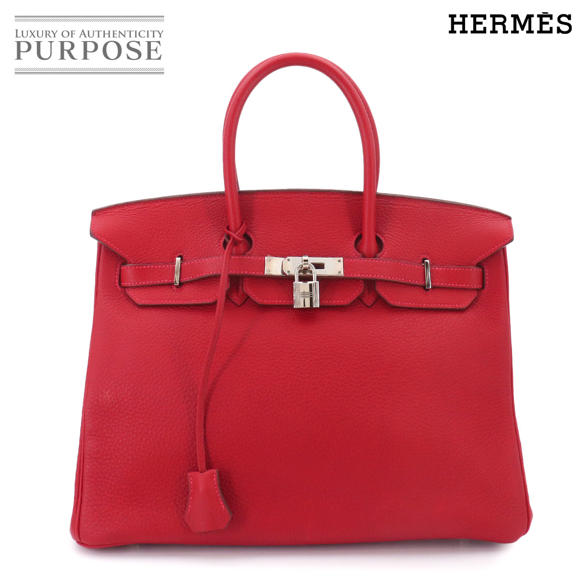HERMES バーキン35 トゴ ルージュヴィフ □I刻印 シルバー 金具 Birkin エルメス 90328506