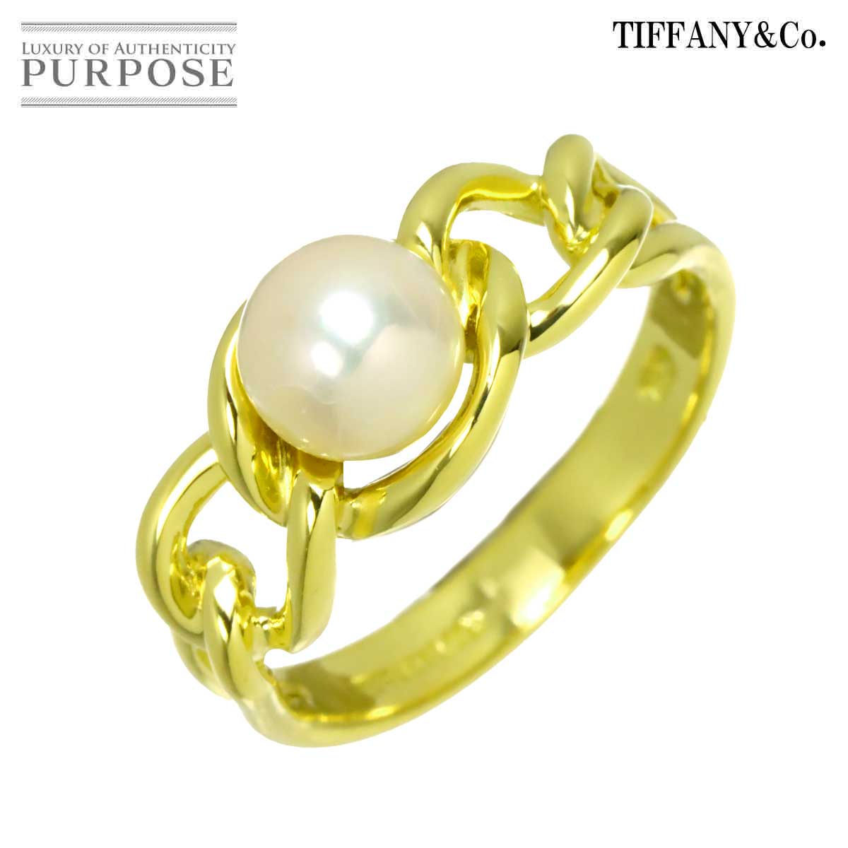 TIFFANY&Co. アコヤ真珠 6.1mm 11号 リング K18 YG イエローゴールド 750 指輪 ティファニー Ring 90319898