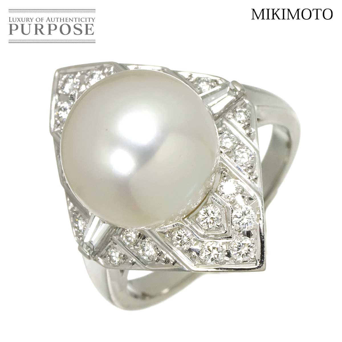 MIKIMOTO 11号 リング 白蝶真珠 11.2mm ダイヤ 0.52ct Pt プラチナ パール 指輪 South Sea pearl Ring ミキモト 90321556