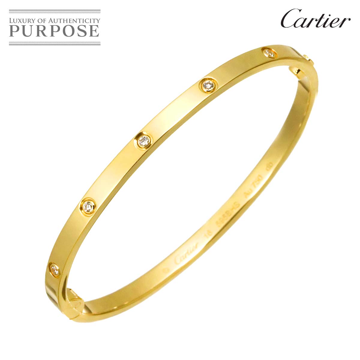 Cartier ラブ ブレス スモール SM フル ダイヤ #16 K18 YG 750 ブレスレット バングル Bracelet カルティエ 90323353