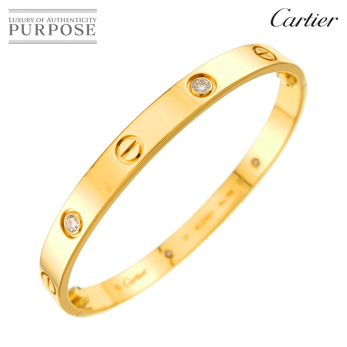 Cartier ラブ ブレス ハーフ ダイヤ 4P #17 K18 YG イエローゴールド 750 ブレスレット バングル Love Bracelet【証明書付き】カルティエ 90324430