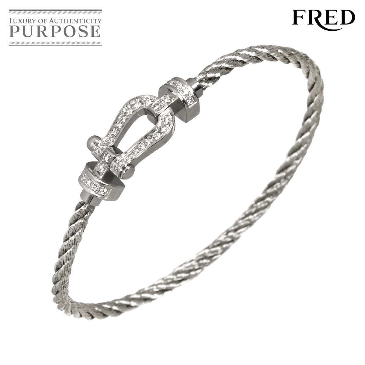 FRED フォース10 ミディアム MM #14 フル ダイヤ ブレスレット K18 WG ホワイトゴールド ケーブル 750 Force 10 Bracelet フレッド 90324461