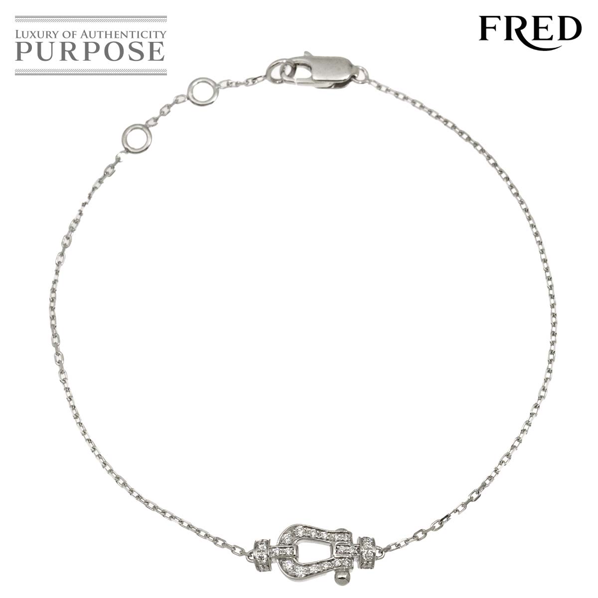 FRED フォース10 スモール SM ダイヤ ブレスレット 16.5cm K18 WG ホワイトゴールド チェーン 750 Force 10 Diamond Bracelet フレッド 90326243