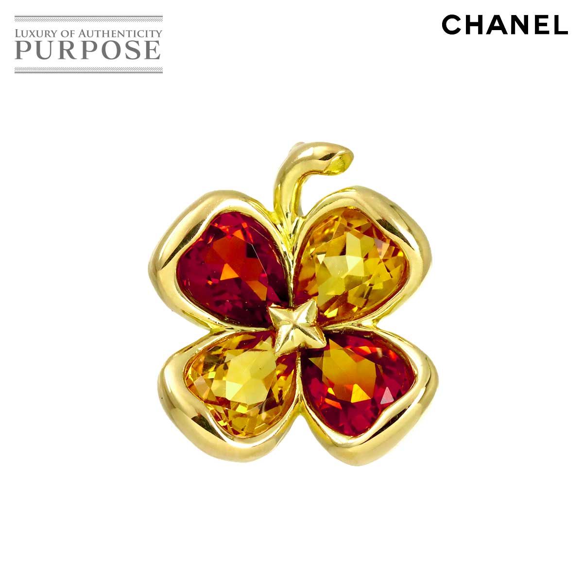 CHANEL ペンダント トップ ガーネット シトリン K18 YG イエローゴールド 750 Garnet Pendant Top シャネル 90326453