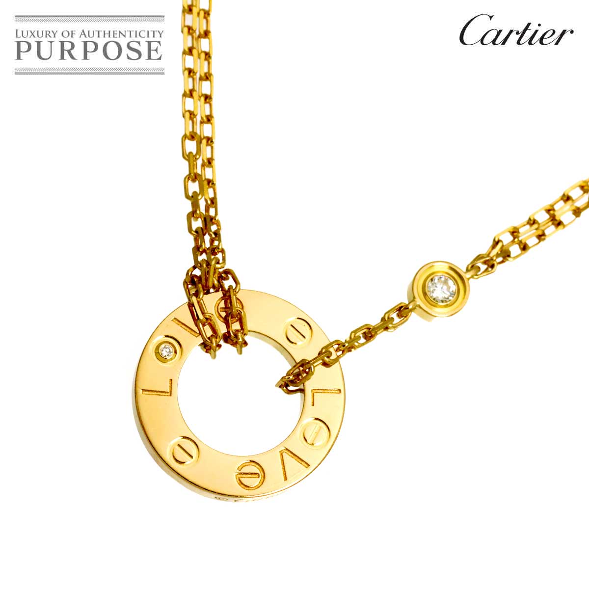 Cartier ラブ サークル ネックレス 41cm K18 YG イエローゴールド 750 Love Necklace【証明書付き】カルティエ 90326586