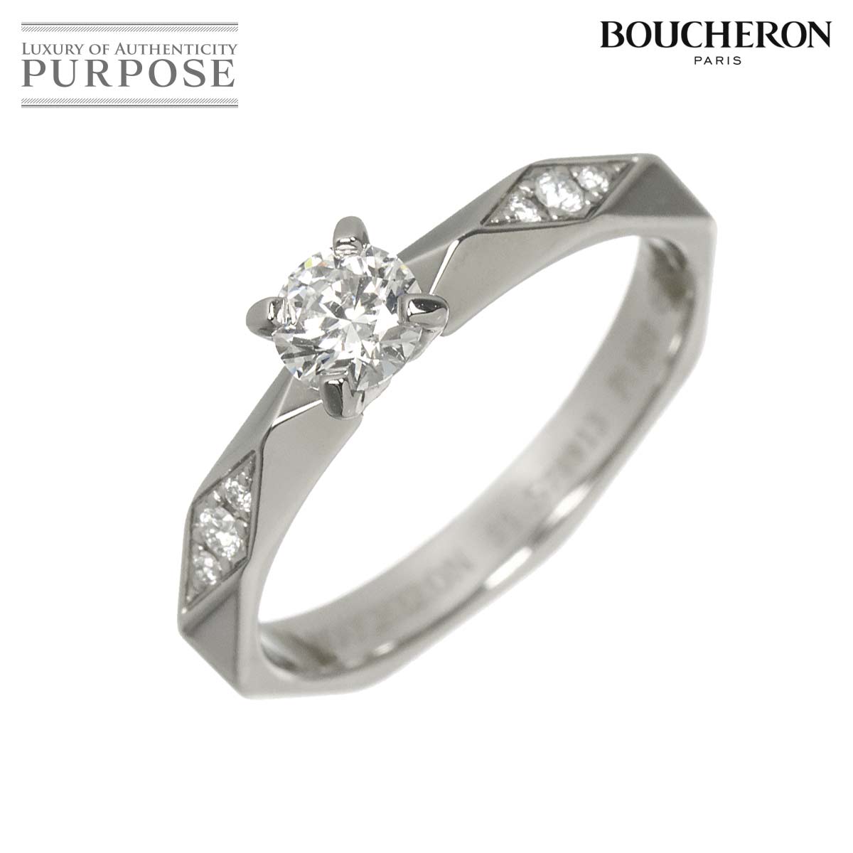 BOUCHERON ファセット ダイヤ 0.30ct D/IF/3EX #51 リング Pt プラチナ 指輪 Diamond Ring【証明書・鑑定書付き】ブシュロン 90326890