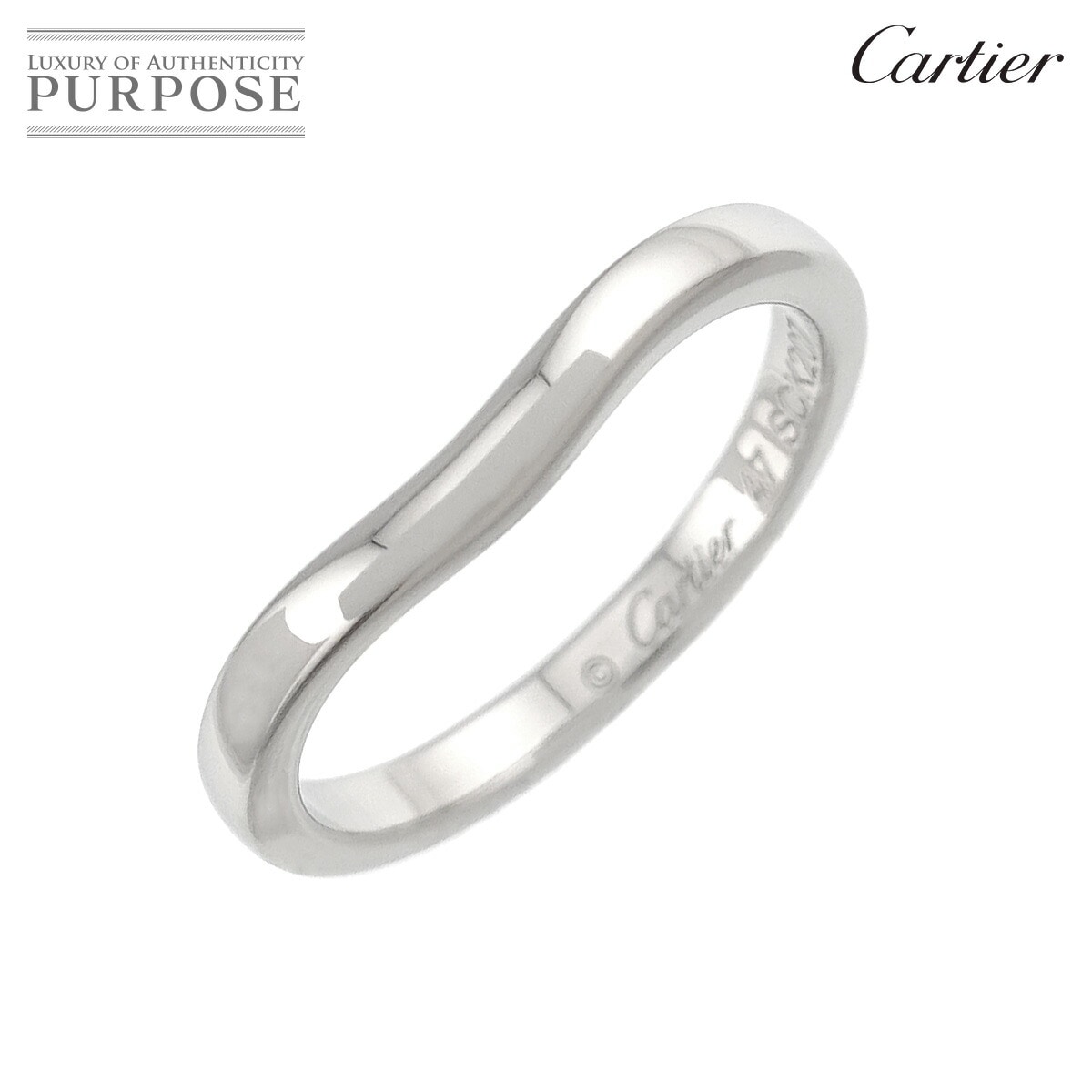 Cartier バレリーナ カーブ #47 リング 幅2mm Pt プラチナ 指輪 Ring カルティエ 90327475