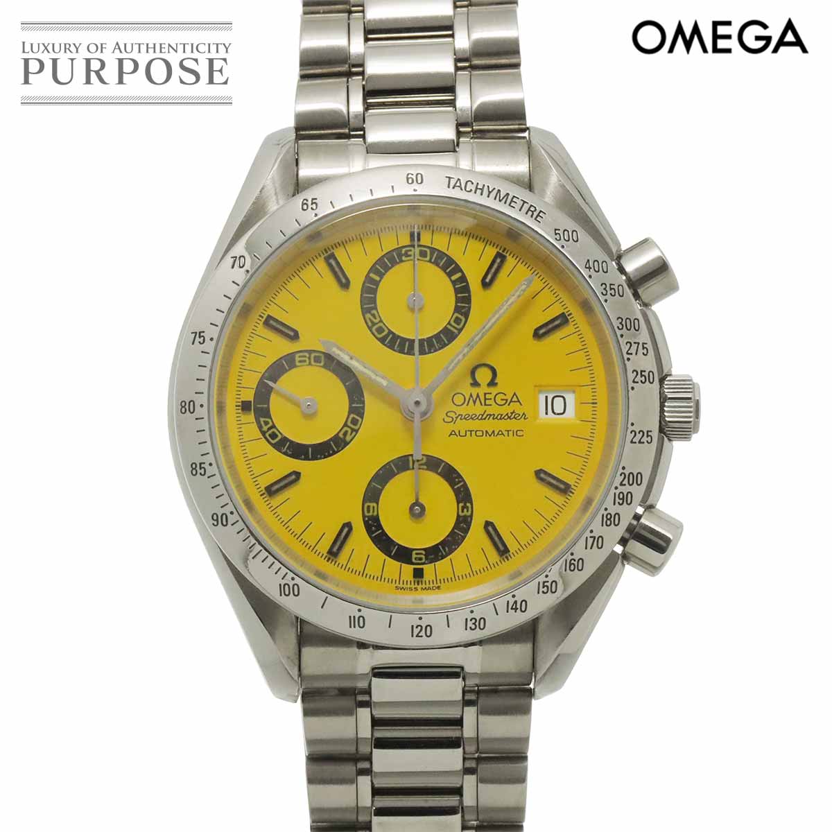 OMEGA スピードマスター デイト ミハエルシューマッハ 3511 12 クロノグラフ メンズ 腕時計 イエロー 自動巻き Speedmaster Date オメガ 90329143