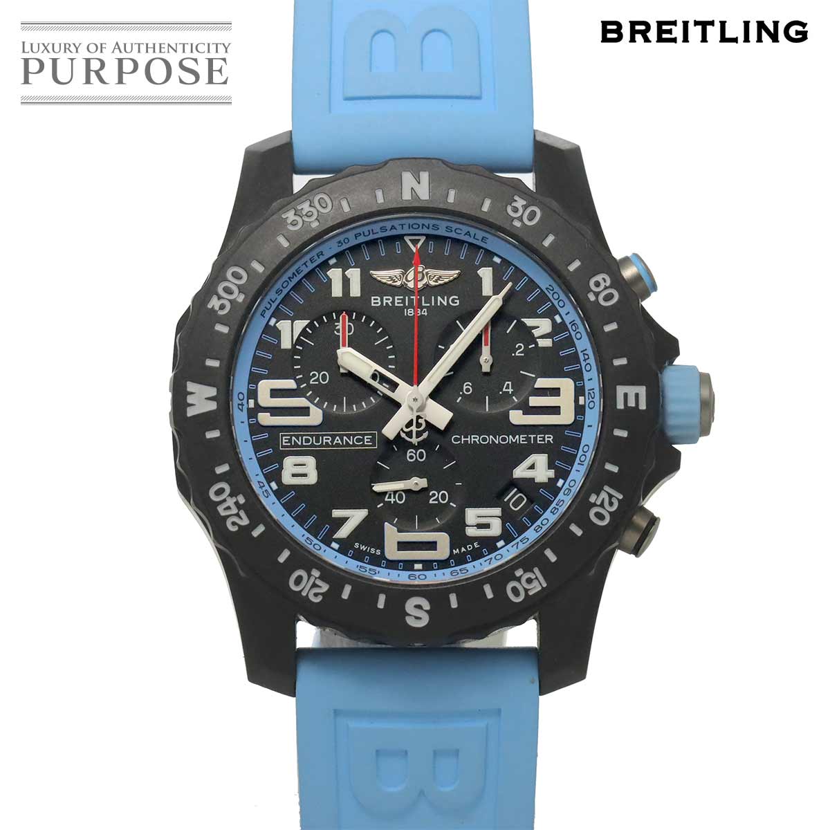BREITLING エンデュランス プロ X82310 クロノグラフ メンズ 腕時計 デイト ブラック 文字盤 クォーツ ウォッチ Endurance Pro ブライトリング 90329851